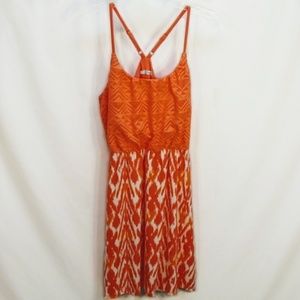 Maurices Small Orange White Ikat Lace Bodice Midi Dress Summer